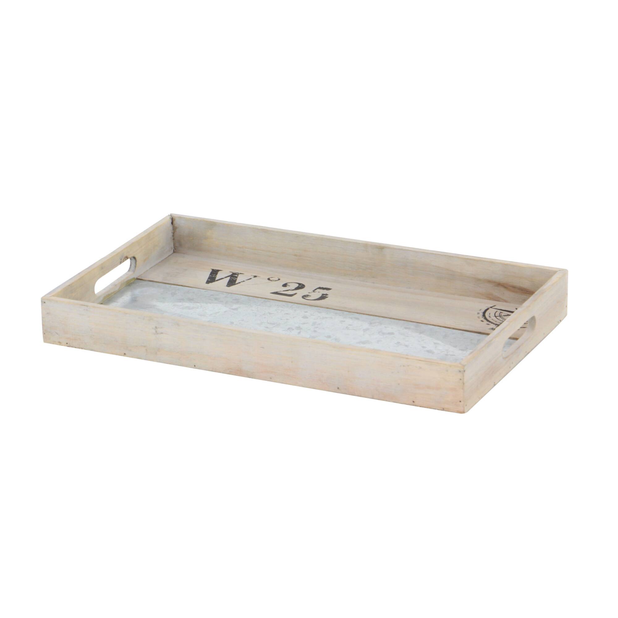 Brown Wood Coastal Tray Set